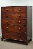 Large 19th century mahogany chest, two short and four long oak lined drawers, with banded top,
