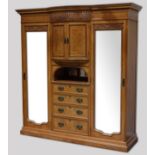 Quality late 19/early 20th century elm and burr elm wardrobe,
