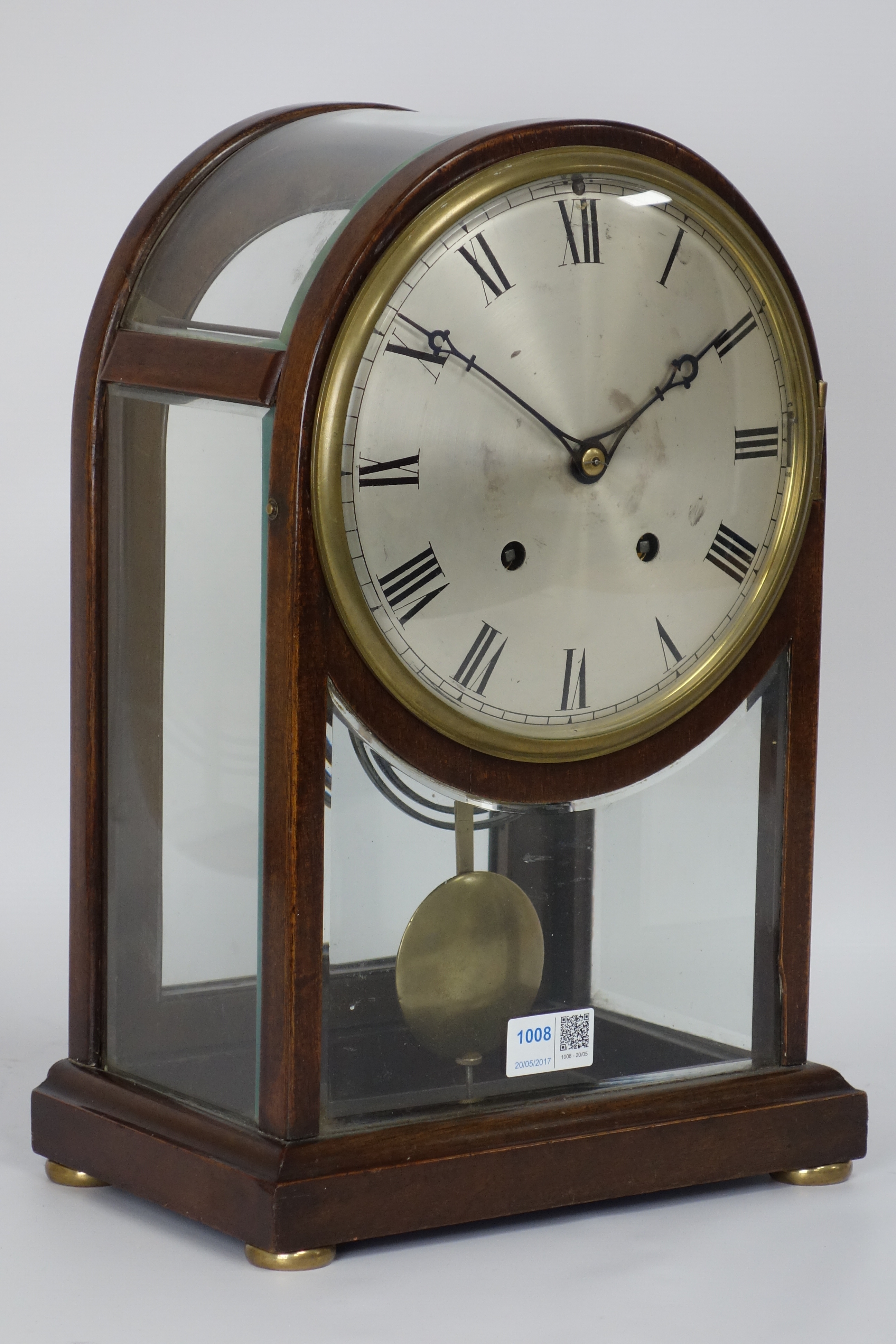 19th century German five glass mantel clock, by 'Winterhalder & Hofmeier', silvered dial,