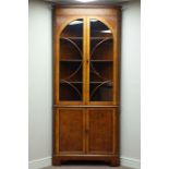 Reproduction figured walnut and oak corner cabinet,