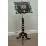 Victorian black lacquered tripod music stand,