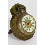 Victorian giant keyless wind brass cased pocket watch,