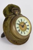 Victorian giant keyless wind brass cased pocket watch,