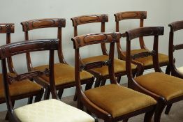 Harlequin set eight William IV mahogany dining chairs, carved top rail and horizontal splat,