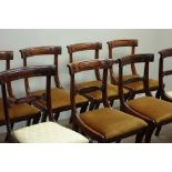 Harlequin set eight William IV mahogany dining chairs, carved top rail and horizontal splat,