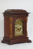 20th century mahogany cased mantle clock, by Jungans 8 day Westminster chime movement,