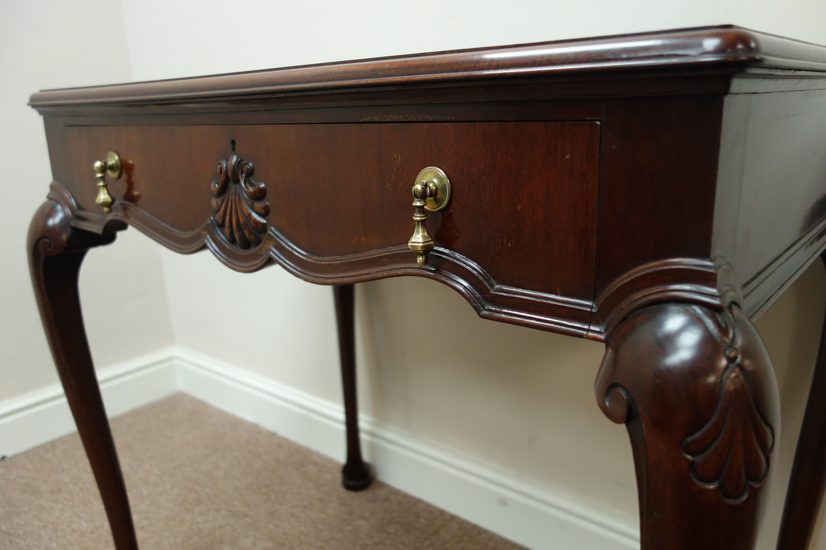 Waring & Gillows Georgian style writing table, leather inset top, single drawers, - Image 2 of 2