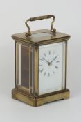 Late 20th century brass carriage clock by 'Matthew Norman, London', 11 jewels Swiss movement, H14.