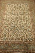 Persian Tabriz cream ground rug carpet,