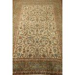 Persian Tabriz cream ground rug carpet,