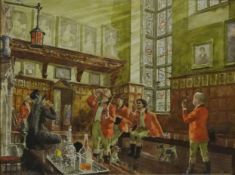 Lady and Gentlemen Drinking to the Hunt, early 20th century watercolour by David Horner R.A.