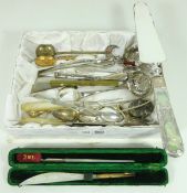 George III hallmarked silver and mother of pearl pocket fruit fork, other hallmarked silver items,