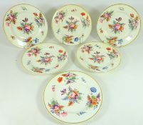 Set of six early 19th Century Derby plates hand painted with floral sprays and gilding (6)