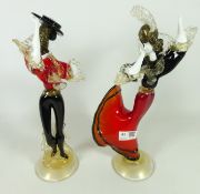 Pair of Murano glass Flamenco Dancers,