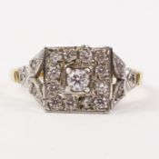 Square set multi-stone gold-plated ring Condition Report <a href='//www.