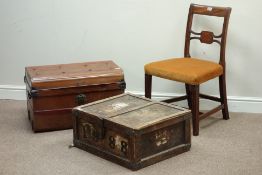 'West Riding County Library' trunk stamped '1988' and an early 20th century tin trunk (W68cm),