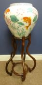 Franklin Mint 'The Vase of the Golden Carp' jardiniere on Oriental style stand H88cm