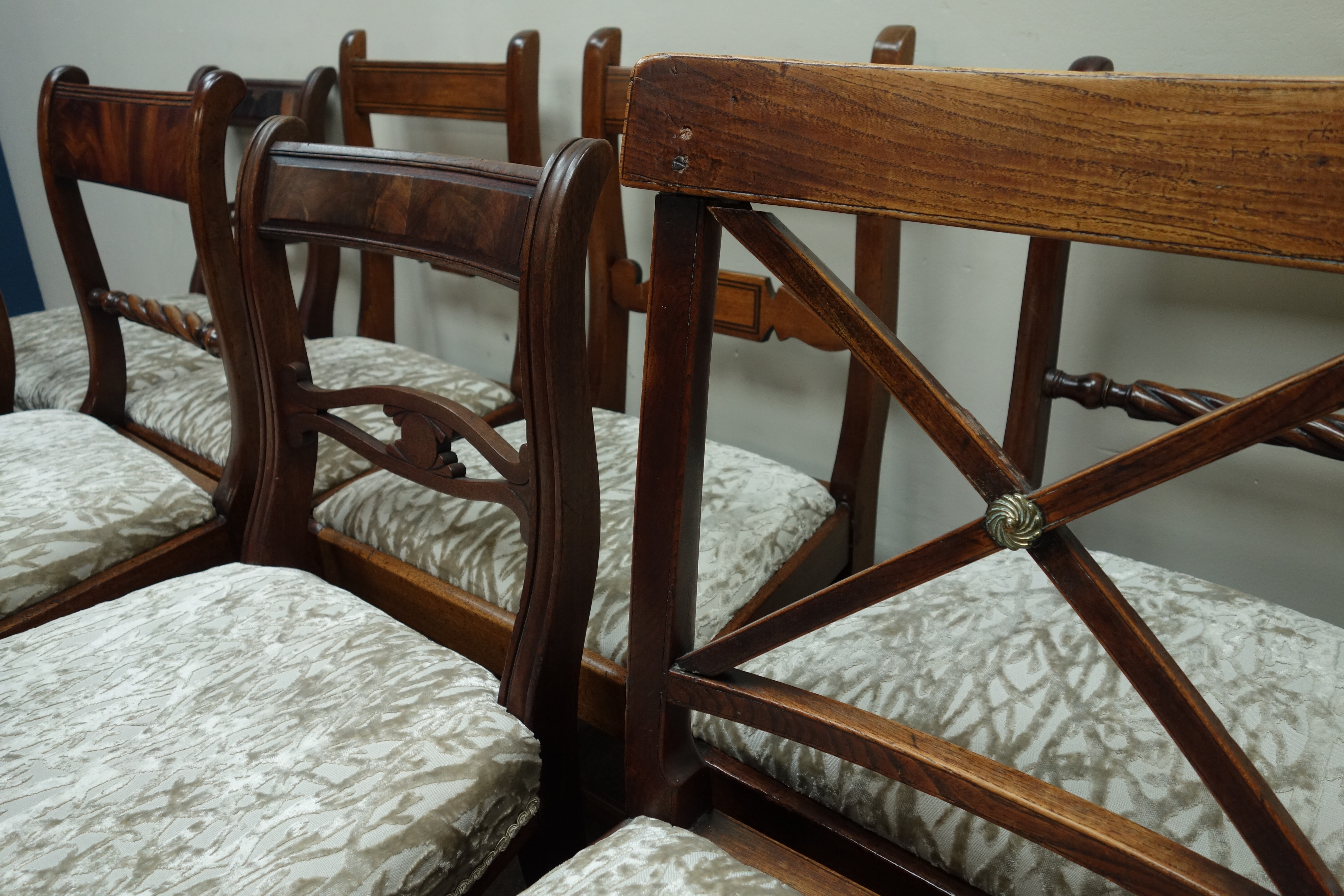 Eleven mixed (9+2) 19th century dining chairs, - Image 3 of 4