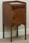 George III figured mahogany pot cupboard bedside, single drawer and cupboard, W36cm, H77cm,