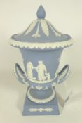 Wedgwood Jasperware urn shaped vase with lid H30cm Condition Report <a