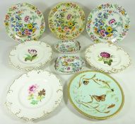 Three 19th Century Dresden Britannicus plates and two matching dishes and a set of 19th Century