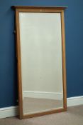 20th century oak framed rectangular mirror, bevelled glass, with moulded cornice,