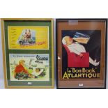 Vintage Retro Poster - Vespa Scooter adverts framed as one & Le ' Bon Bock' Atlantique 68cm x 48cm