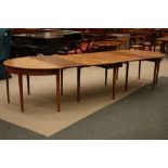 19th century mahogany dining table, two D-ends, drop leaf and two leaves,