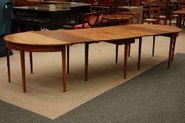 19th century mahogany dining table, two D-ends, drop leaf and two leaves,