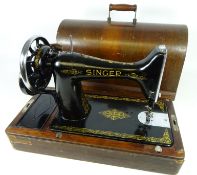 Early to mid 20th Century Singer sewing machine with cover and accessories Condition