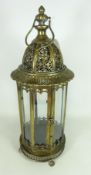 Bronze finish classical eight sided glass lantern with carrying handle, D21cm,