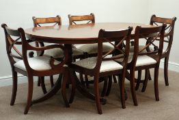 Reproduction mahogany twin pedestal dining table with leaf (100cm x 163cm - 218cm, H76cm),