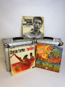 Two metal carry cases of 33rpm LP records, comprising Jazz including signed George Melly,
