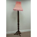 Early 20th century mahogany rope twist standard lamp with shade (This item is PAT tested - 5 day
