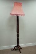 Early 20th century mahogany rope twist standard lamp with shade (This item is PAT tested - 5 day