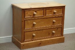 Solid pine chest, two short and two long drawers, W96cm, H76cm,