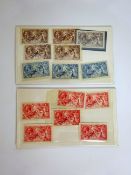 George V Stamps - six red 5/-, three blue 10/-, four red brown 2/6d,