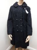 Vintage Persian Lamb three quarter length coat, with embroidered lining detail, by L.