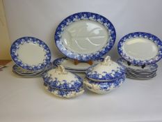 Royal Worcester Vitreous Blue & White dinner service, twelve plates, two tureens, four oval dishes,