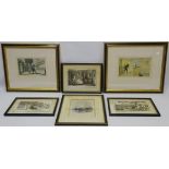 Dr. Syntax, five 19th century hand coloured engravings after Thomas Rowlandson pub.