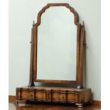 Early 20th century Georgian style toilet mirror, shaped framed and front, two drawers, bracket feet,