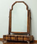 Early 20th century Georgian style toilet mirror, shaped framed and front, two drawers, bracket feet,