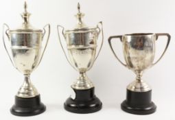 Thee 1940's hallmarked silver golf trophies approx 8.