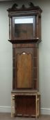 Early 19th century oak and mahogany longcase clock case, triple arched trunk door,