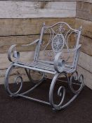 Silver finish metal rocking chair, W64cm Condition Report <a href='//www.