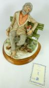 Large Capodimonte figure 'The Tramp and His Dog' by Cartese,