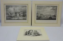 'To the Trustees of the Piers & Harbour of Whitby' pair 19th century proof lithographs depicting