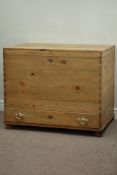 19th century waxed pine mule chest with single drawer, W101cm, H83cm,