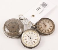Two continental silver key wound pocket watches stamped 935 and fine silver and a Victorian