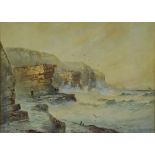 'Filey Caves', 20th century watercolour signed and dated Austin Smith 1925,